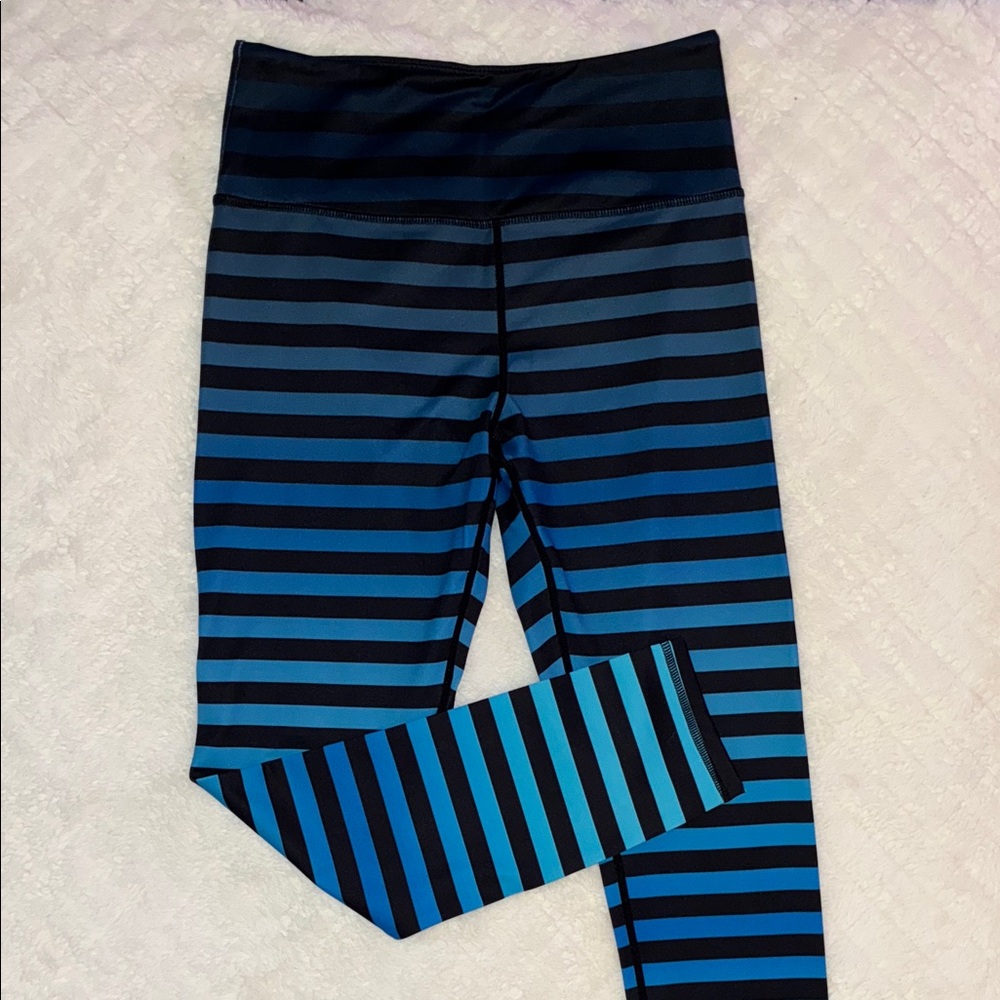ZYIA Women’s Leggings in Blue and Black Stripes